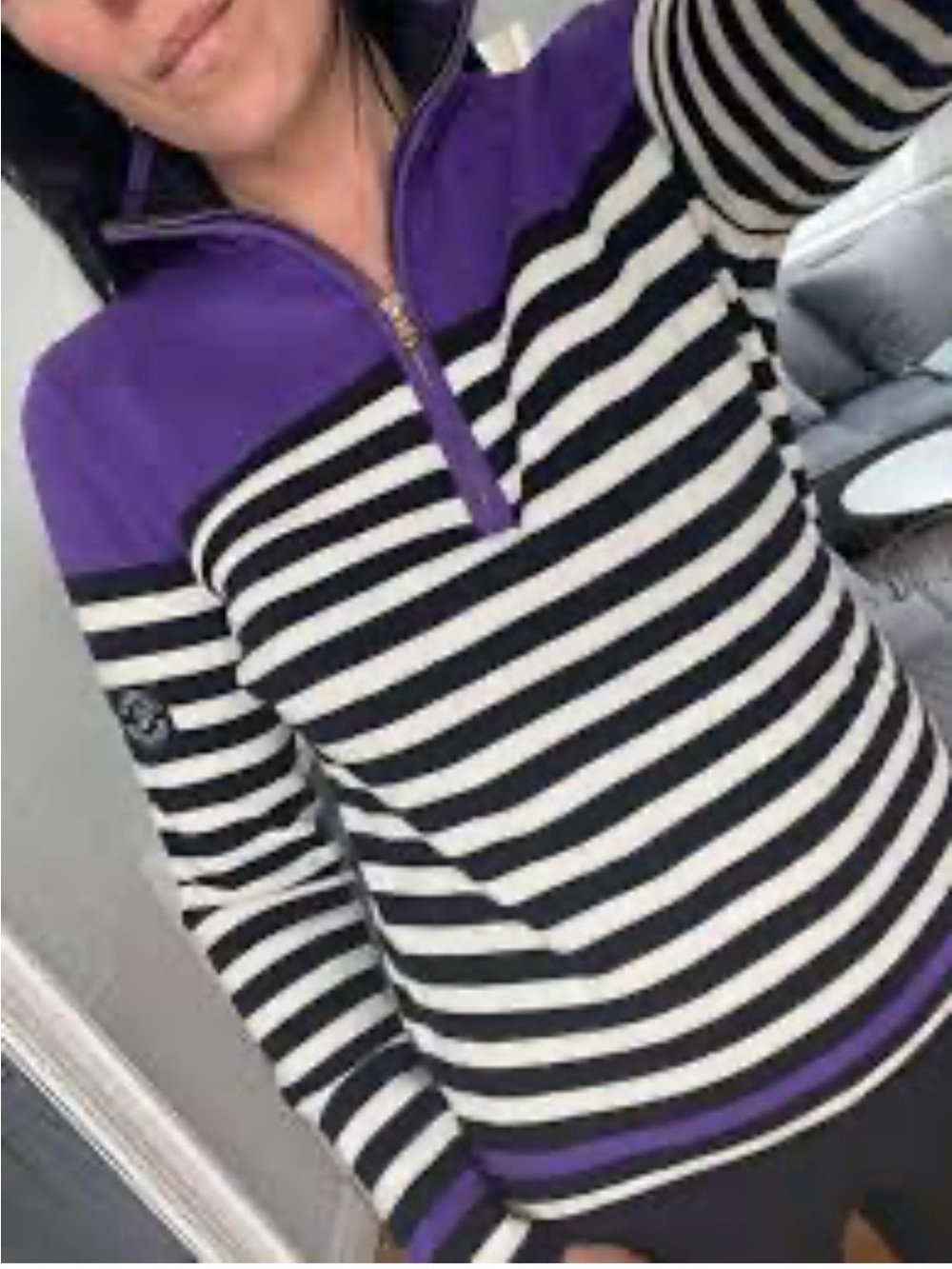Lauren Ralph Lauren Half-Zip Pullover Sweater - Purple/Black/White M